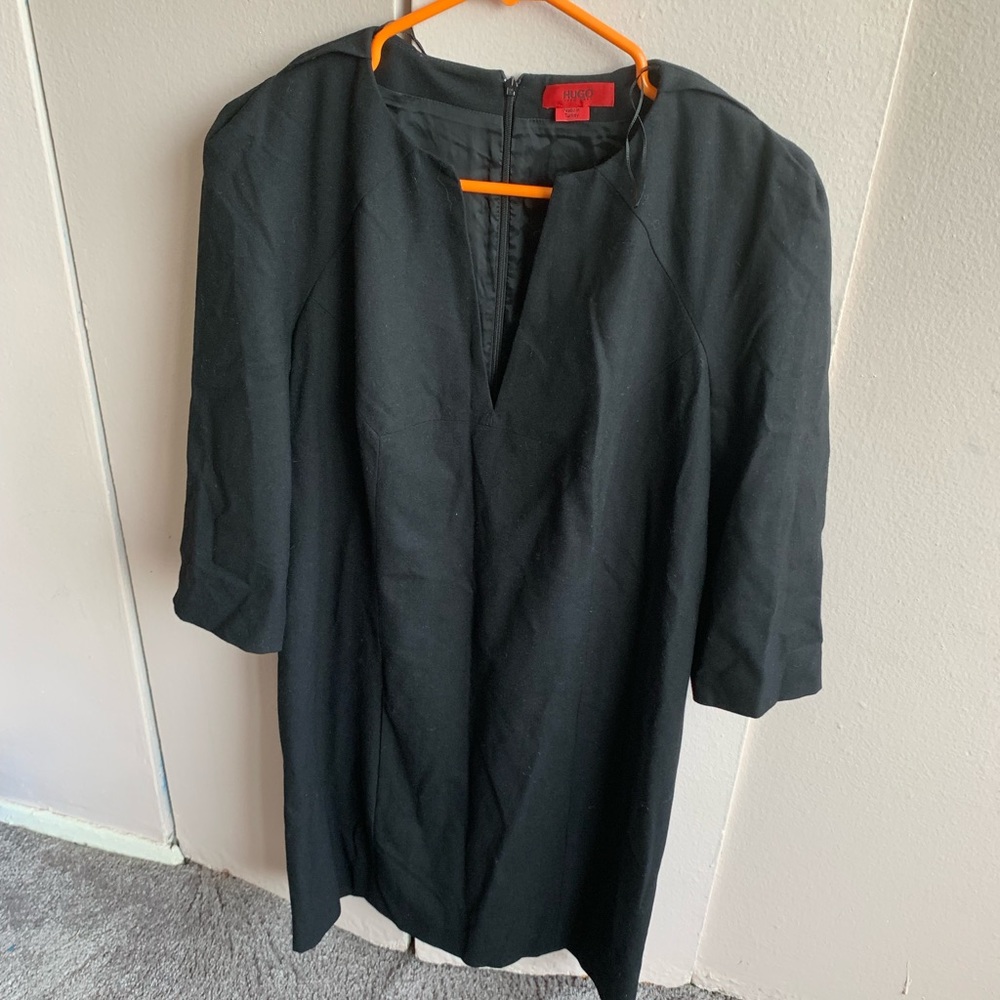Black Wool Mid length Hugo Boss Dress